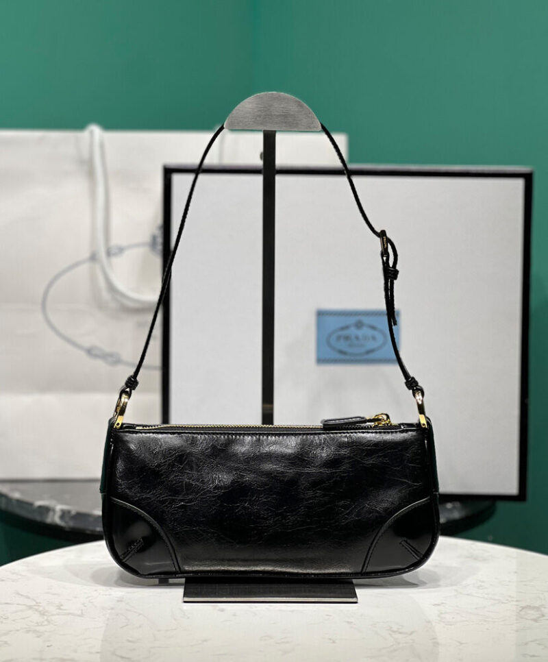 Prada Re-Edition 2002 Small Leather Shoulder Bag 1BC201 Black